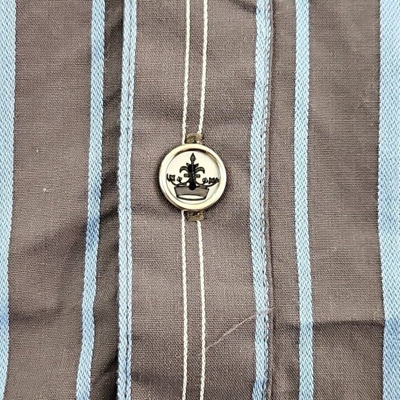 English Laundry Blaque Label Shirt Men's Large Black Blue Stripes NWT Arrogant - Picture 10 of 16